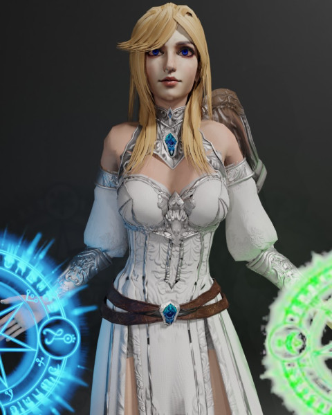 Battle Medic Female Character - Fantasy 3D मॉडल .c4d .max .obj .3ds .fbx .stl .blend 