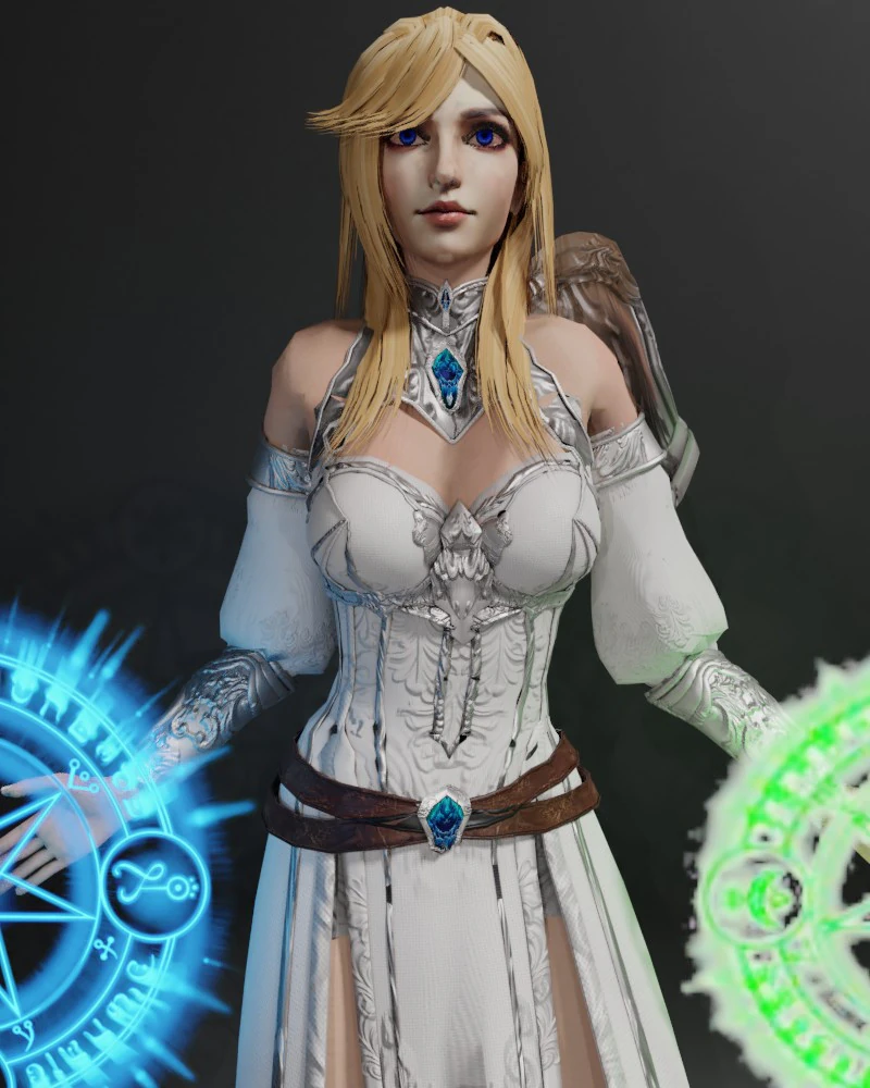 Battle Medic Female Character - Fantasy 3D Model .c4d .max .obj .3ds .fbx .stl .blend 
