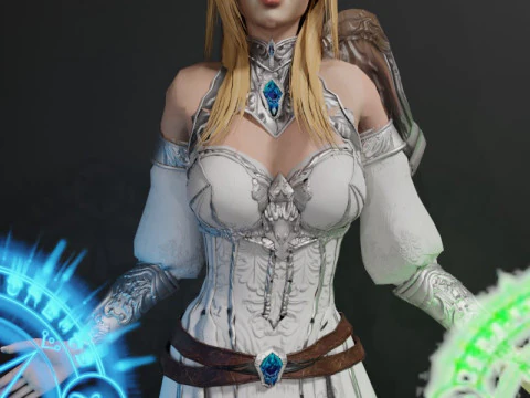 전투 의무병 여성 캐릭터 - 판타지 3D 모델