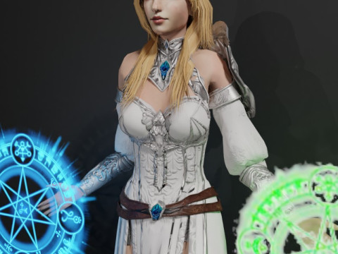 Battle Medic Female Character - Fantasy 3D मॉडल
