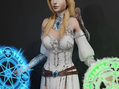 Battle Medic Female Character - Fantasy 3D Model