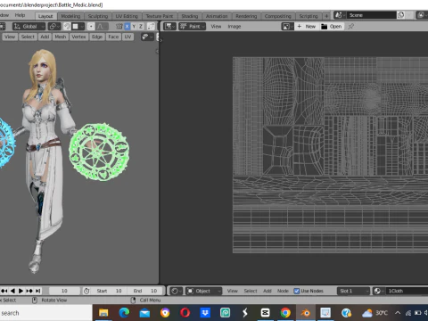 Battle Medic Female Character - Fantasy 3D Model