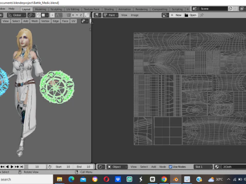Battle Medic Female Character - Fantasy 3D Model