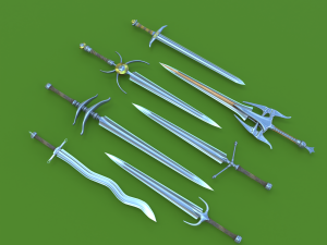 Set of seven rare Swords 3D-Modell