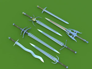 희귀한 검 7개 세트 3D 모델