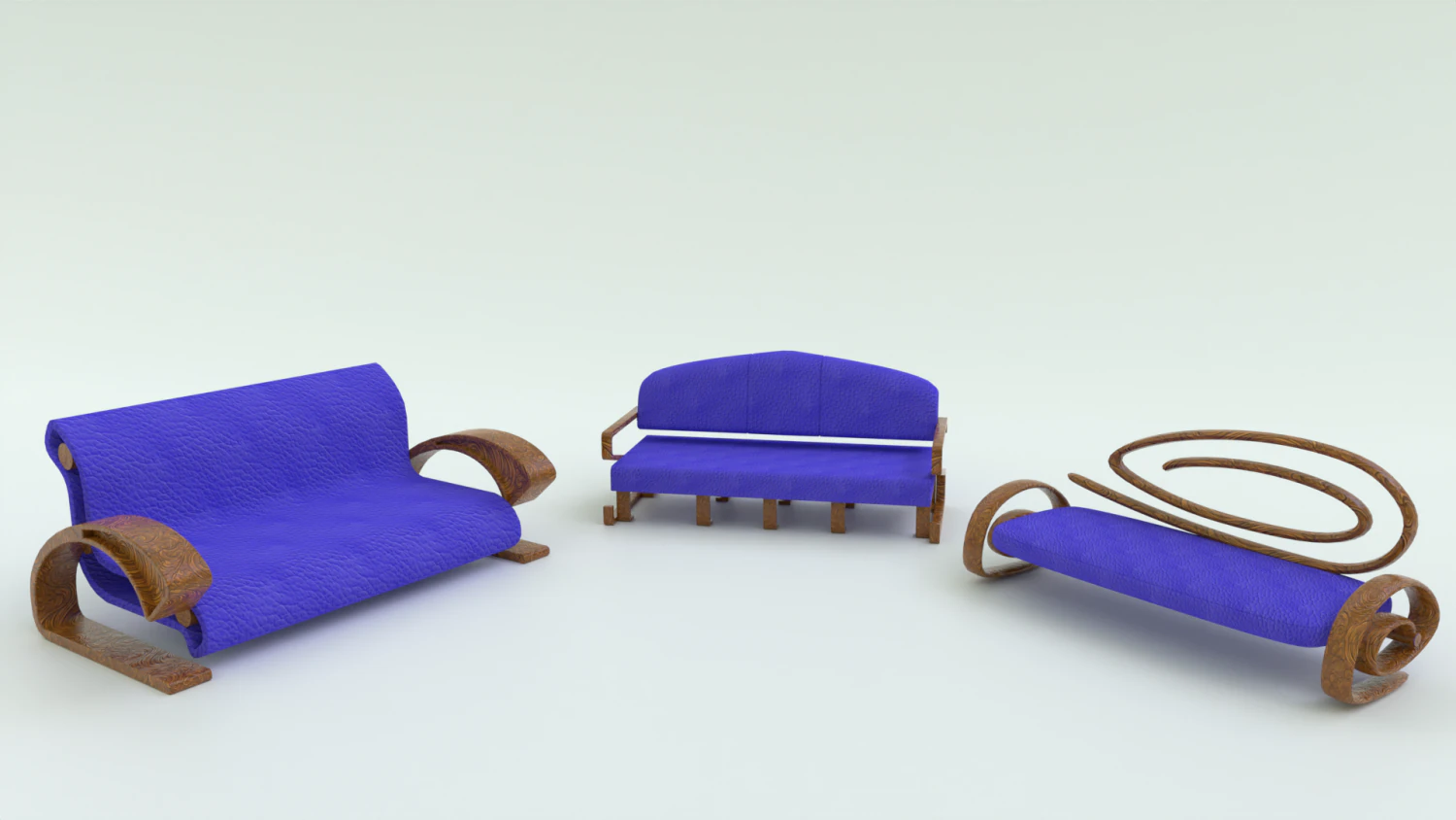 Set of Three Standing Sofas 3D Model .c4d .max .obj .3ds .fbx .stl .blend 