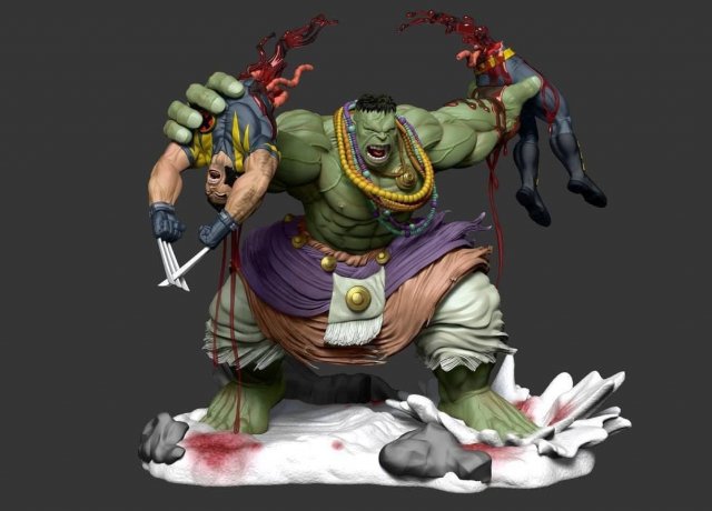 Hulk VS Wolverine Washed STL buy 1 get 2 models 3D print model 3D-Druckmodell .c4d .max .obj .3ds .fbx .stl .blend 