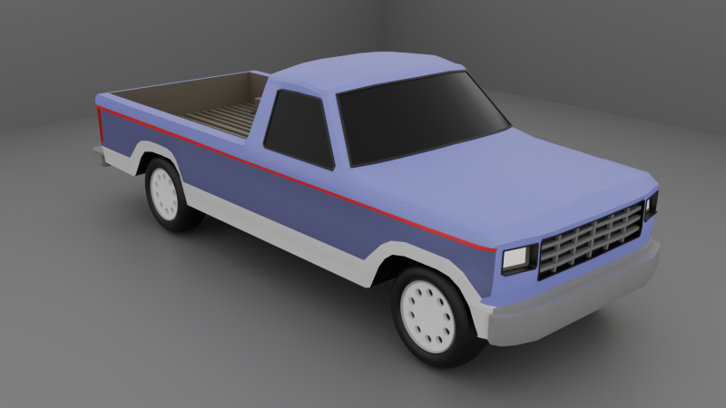 Low Poly Pickup Truck 1 Model 3D .c4d .max .obj .3ds .fbx .stl .blend 