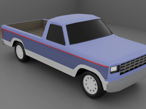 Low Poly Pickup Truck 1 3D Model