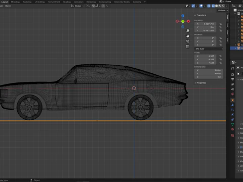 Carro muscular baixo poli 1 Modelo 3D