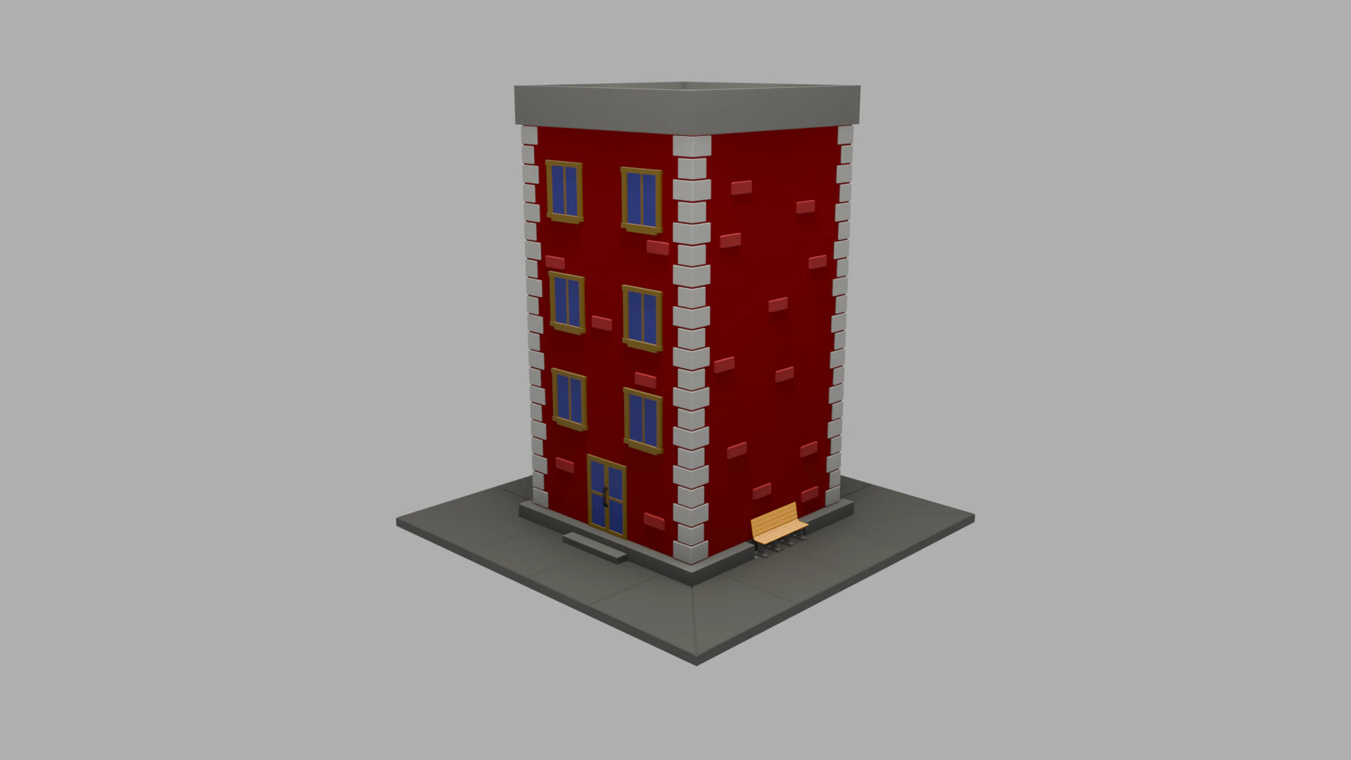 Low Poly Urban Building 1 3D Model .c4d .max .obj .3ds .fbx .stl .blend 