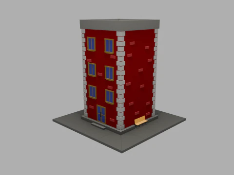 Edif&iacute;cio Urbano Low Poly 1 Modelo 3D