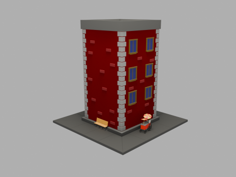 Low Poly Urban Building 1 Modelo 3D