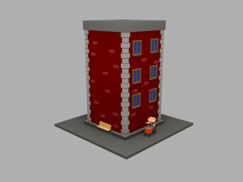 Low Poly Urban Building 1 3D Model