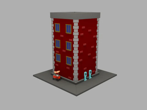Low Poly Urban Building 1 3D Model