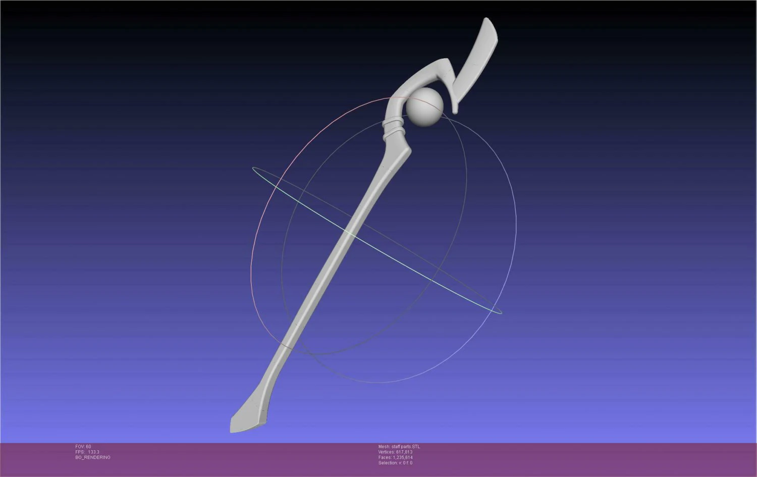Konosuba Megumin Staff Printable Assembly 3D Print Model .c4d .max .obj .3ds .fbx .stl .blend 