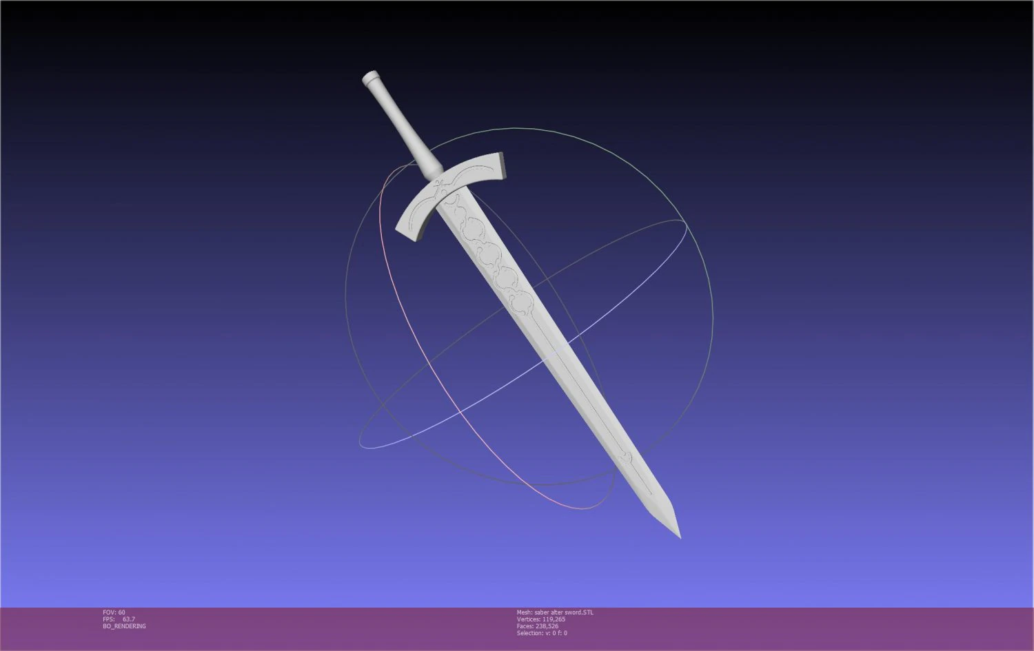 Fate Saber Alter Sword Printable Assembly 3D Print Model .c4d .max .obj .3ds .fbx .stl .blend 