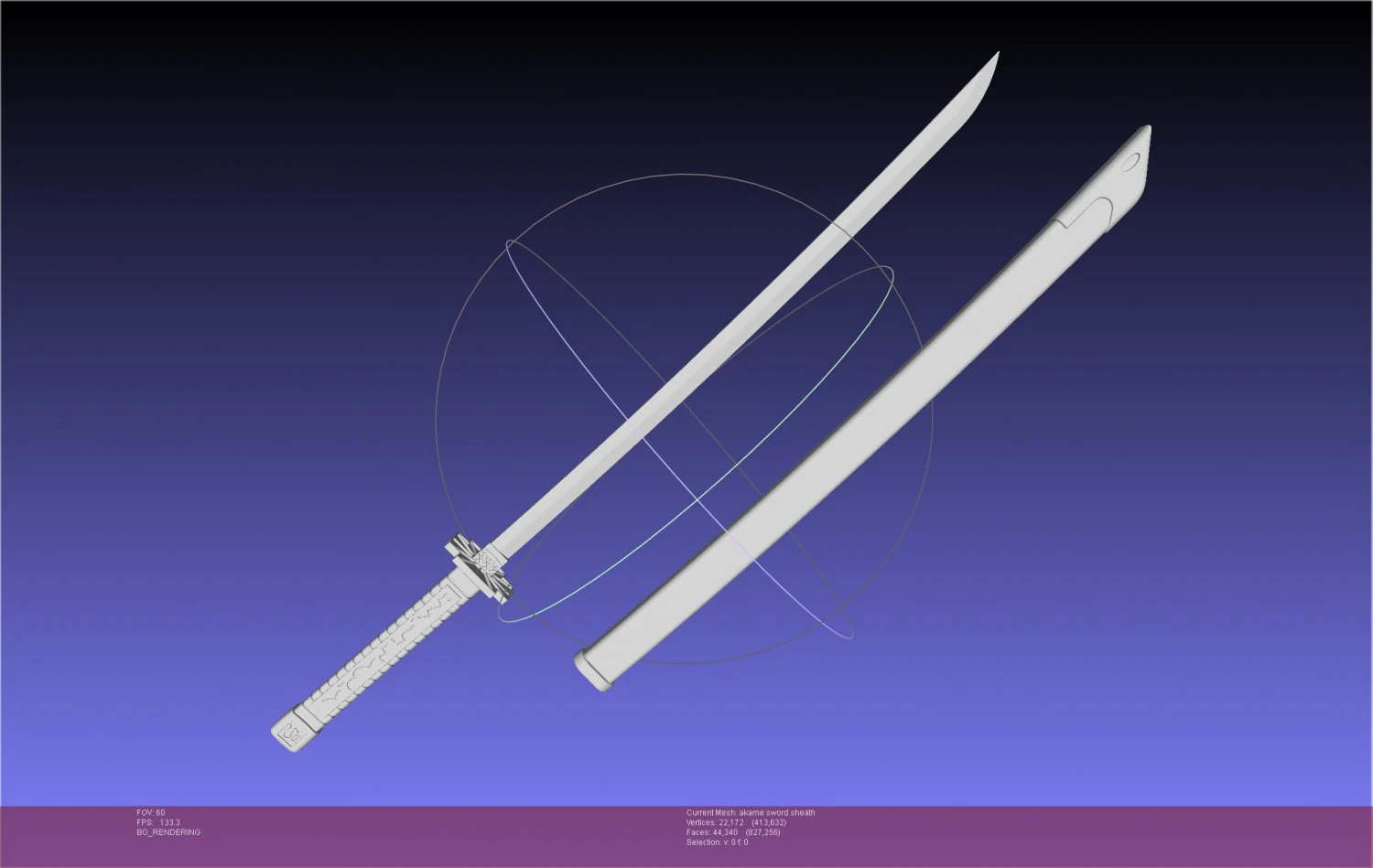 Akame Ga Kill Akame Sword And Sheath Printable Assembly 3D Print Model .c4d .max .obj .3ds .fbx .stl .blend