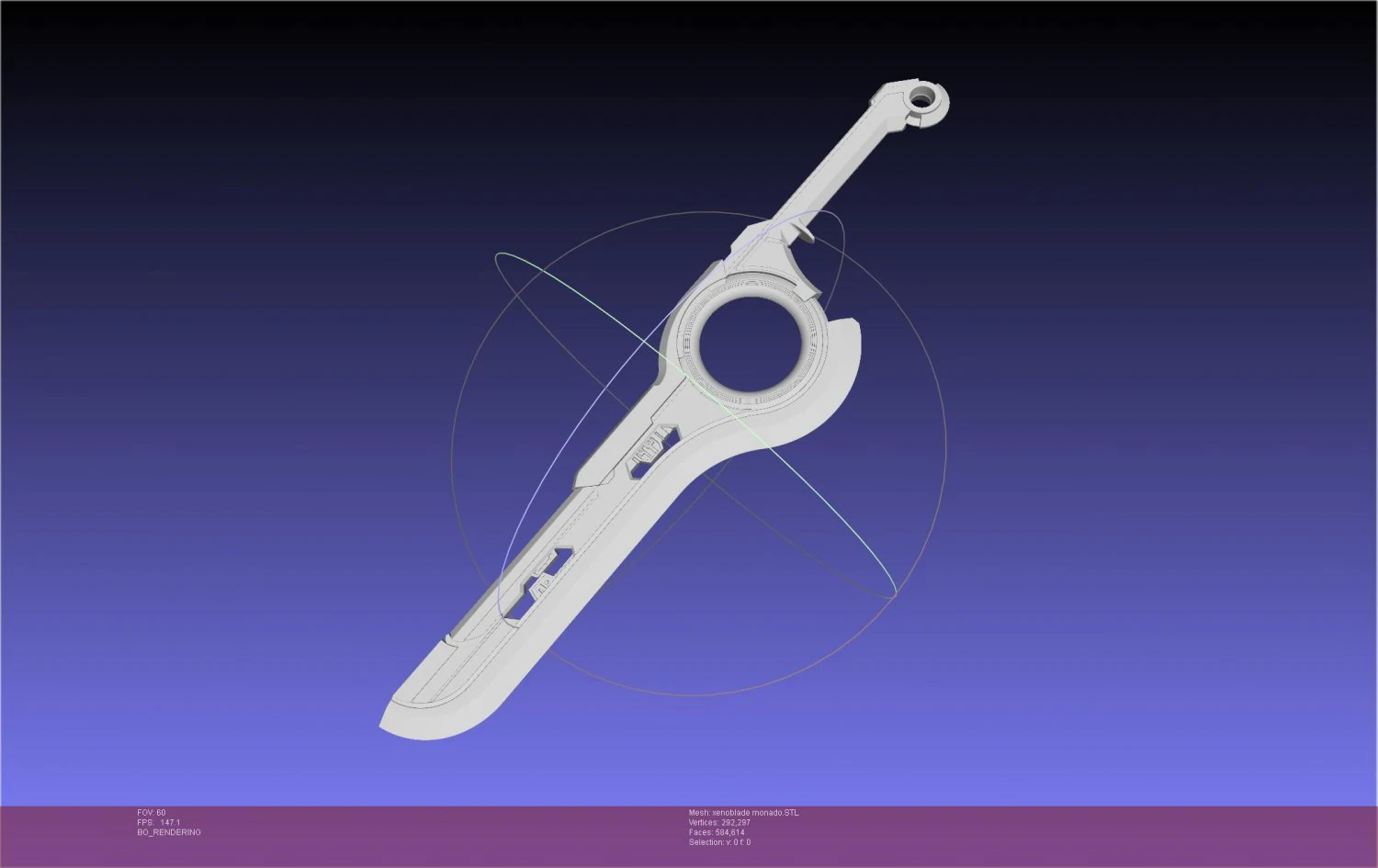 Xenoblade Chronicles Monado Sword Assembly 3D Print Model .c4d .max .obj .3ds .fbx .stl .blend 