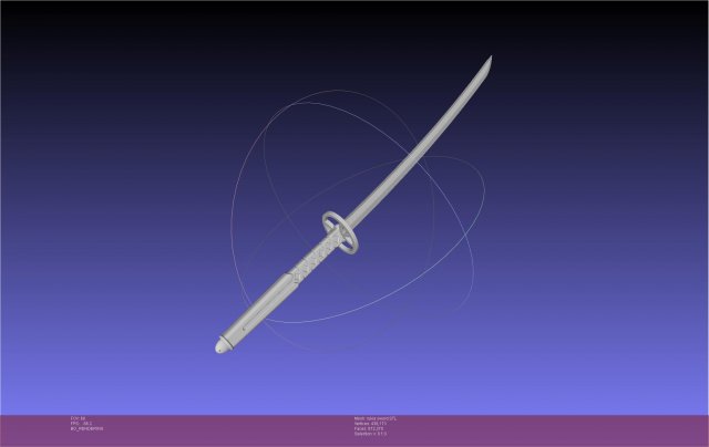 Bleach Kuchiki Rukia Sword Printable Assembly 3D Принт Модель .c4d .max .obj .3ds .fbx .stl .blend 