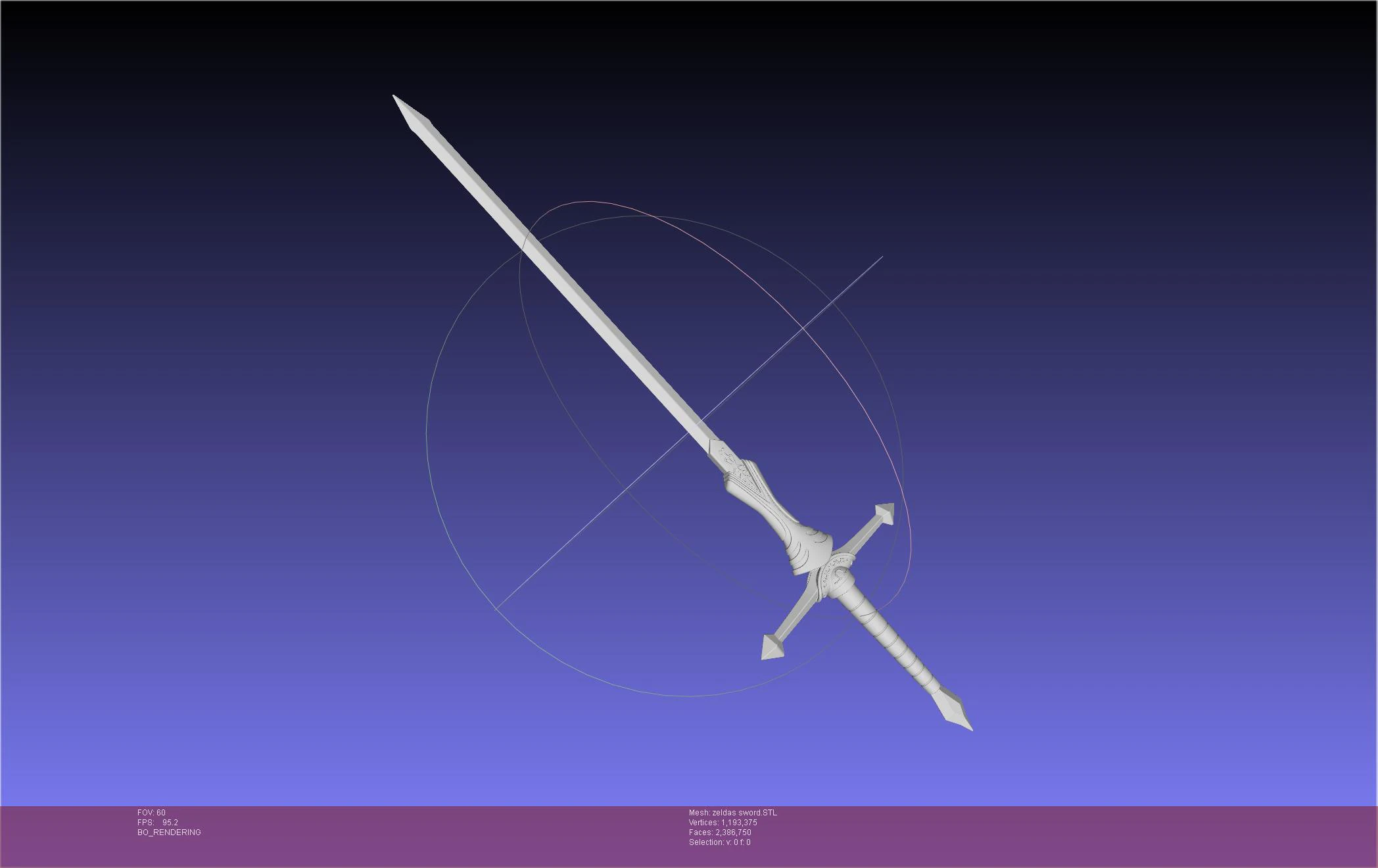 Zelda Twilight Princess Zeldas Sword Printable Assembly 3D Print Model .c4d .max .obj .3ds .fbx .stl .blend