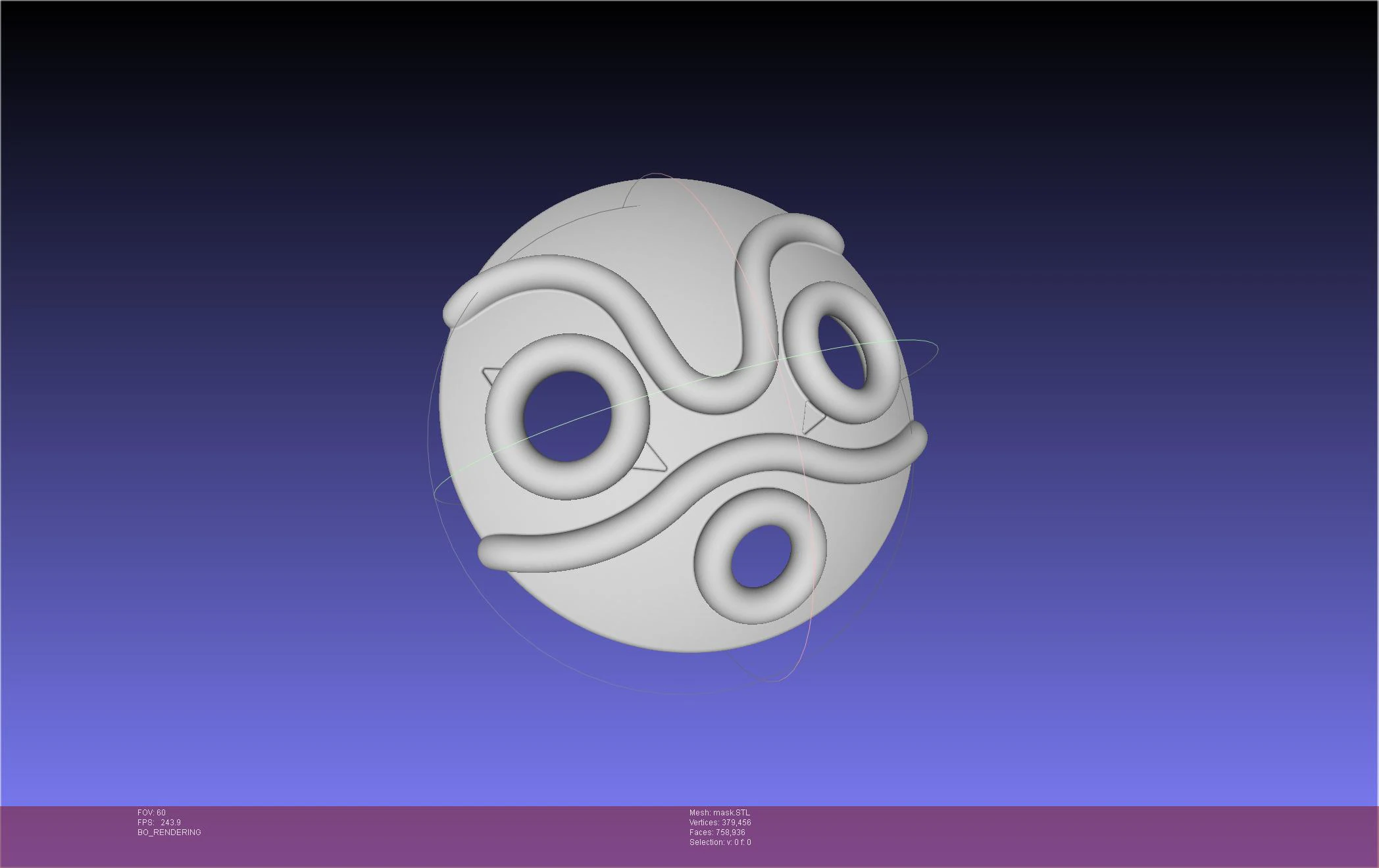Mononoke Mask 3D Print Model .c4d .max .obj .3ds .fbx .stl .blend 
