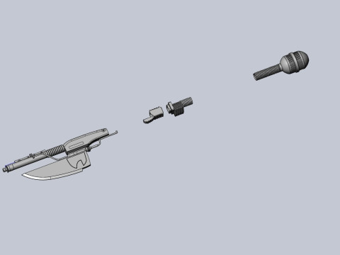 Star Wars Vibro Axe Assembly Model Cetak 3D