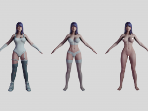 Hina - Blender - Low poly - animated RIG 3D Модель