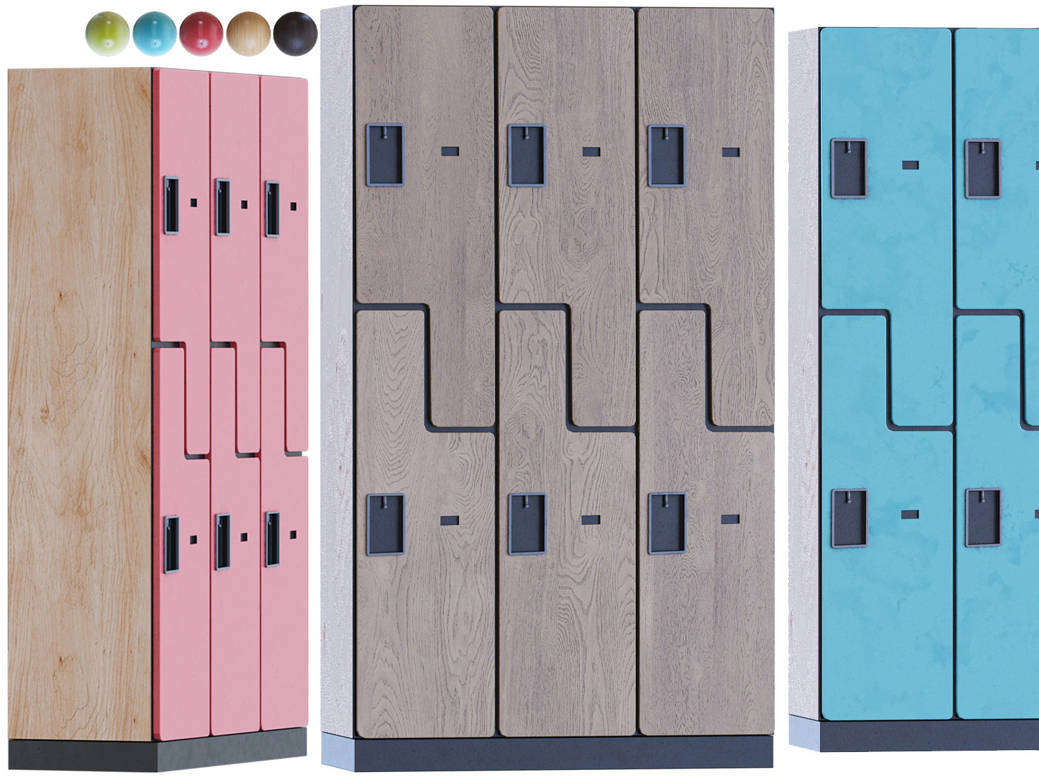 2 Tier 3 Wide Gym Locker 3D Model .c4d .max .obj .3ds .fbx .stl .blend 
