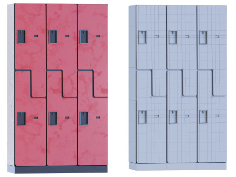 2 Tier 3 Wide Gym Locker 3D Model