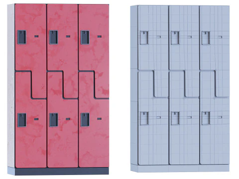 2 Tier 3 Wide Gym Locker 3D Model