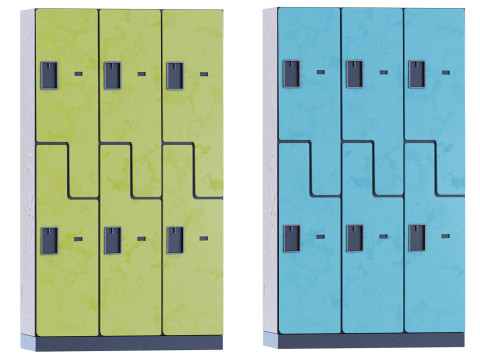 2 Tier 3 Wide Gym Locker 3D Model