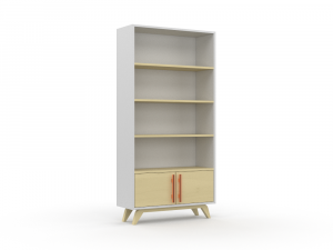 H2000444 BOOKCASE WHITE BEIGE Model 3D