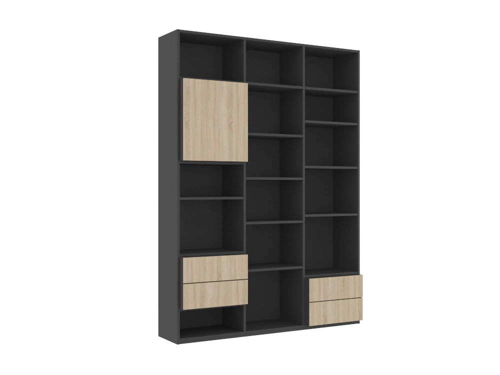 H2000448 BOOKCASE BLACK V2 3D Model .c4d .max .obj .3ds .fbx .stl .blend 