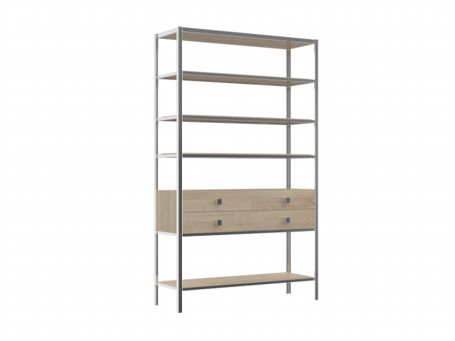 H2000450 BOOKCASE WHITE V2 3D मॉडल .c4d .max .obj .3ds .fbx .stl .blend 