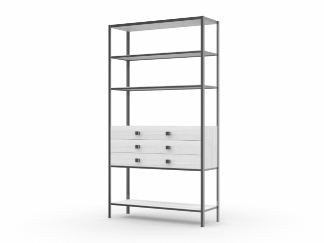 H2000452 BOOKCASE WHITE 3D 모델 .c4d .max .obj .3ds .fbx .stl .blend 