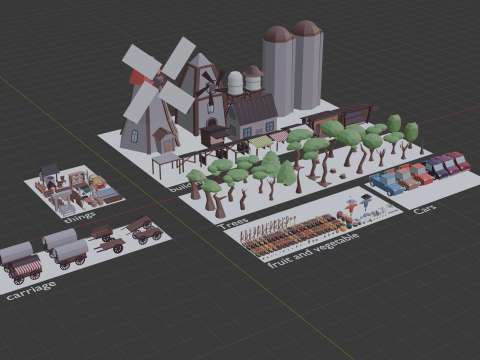 Low Poly Farm Asset model 3D-Modell