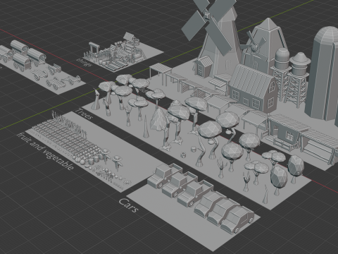 Low Poly Farm Asset model 3D-Modell