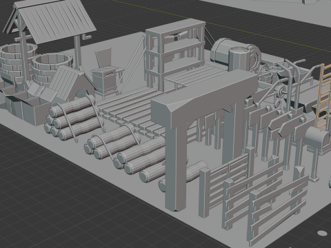 Low Poly Farm Asset model 3D-Modell