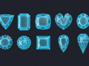 10 Crystal Gemstone Pack VR-AR 3D Model