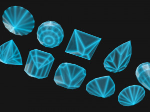 10 Crystal Gemstone Pack VR-AR Modelo 3D