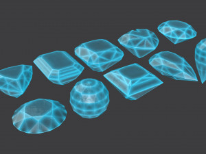 10 Crystal Gemstone Pack VR-AR Modelo 3D