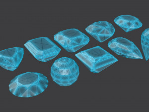 10 Crystal Gemstone Pack VR-AR Modelo 3D