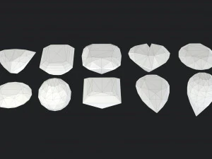 10 Crystal Gemstone Pack VR-AR 3D Model