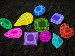 10 Crystal Gemstone Pack VR-AR 3D Model