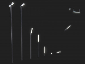 Street Light Kit Low-poly PBR s 3D मॉडल