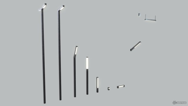 Street Light Kit Low-poly PBR s 3D मॉडल .c4d .max .obj .3ds .fbx .stl .blend 