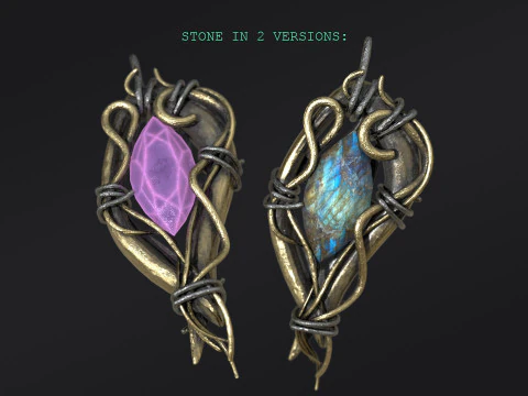 Pendant with Stone PBR 3D Model