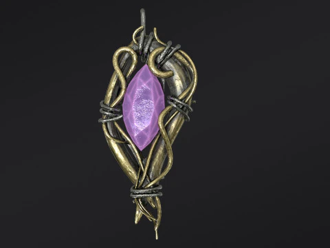 Pendant with Stone PBR 3D Model