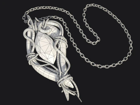 Pendant with Stone PBR 3D Model